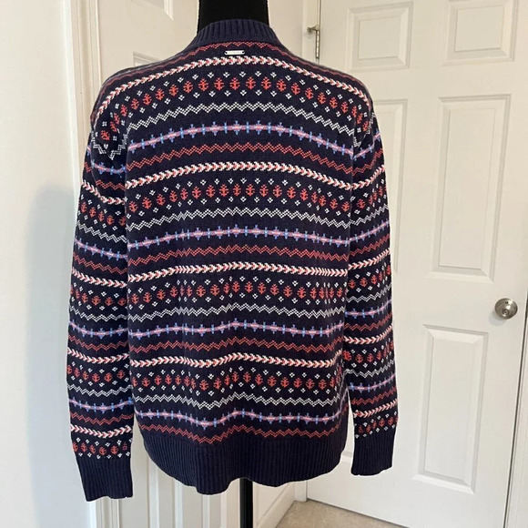 Nautica Navy Blue Fair Isle Crew Neck Sweater Nautical Wool Blend - Size M - Picture 3 of 8